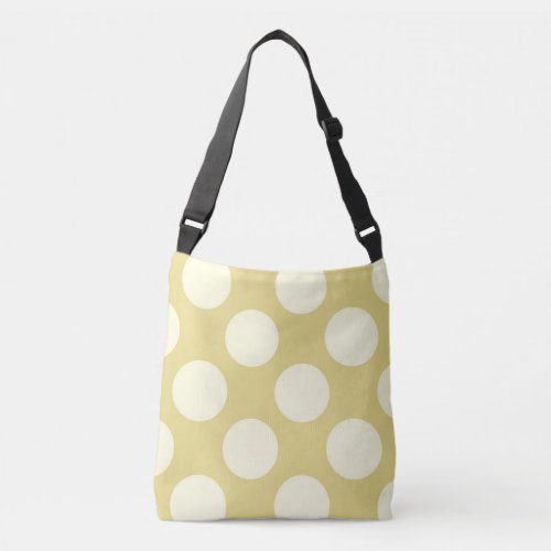 Large white polka dots design on green crossbody bag