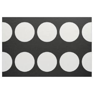 Large White Polka Dots on Black Geometric Fabric