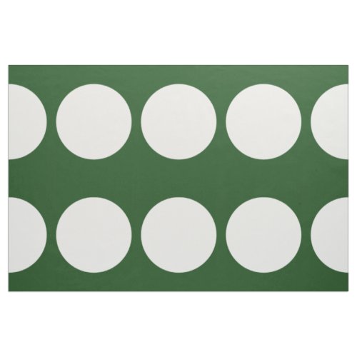 Large White Polka Dots on Dark Green Fabric