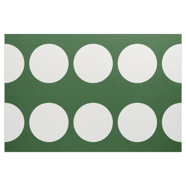 Large White Polka Dots on Dark Green Fabric (Fat Quarter)