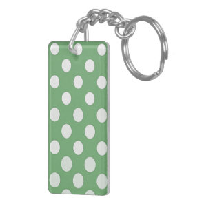 Large White polka dots on lime green Keychain