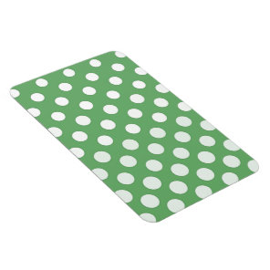 Large white polka dots on lime green magnet