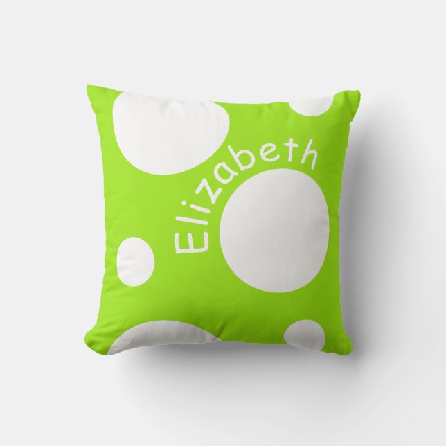 Large White Polka Dots Throw Pillow (Front)