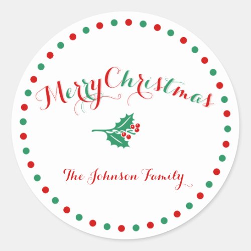 Large White Red Green Custom Christmas Stickers