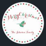 Large White Red Green Custom Christmas Stickers<br><div class="desc">Large white,  red and green custom Christmas stickers with customizable text</div>