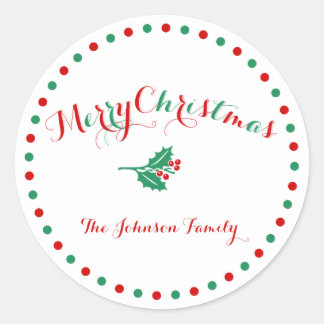 Large White Red Green Custom Christmas Stickers