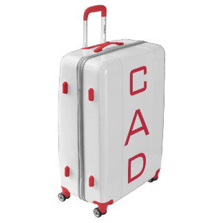 LARGE White + Red Personalized Monogram Luggage