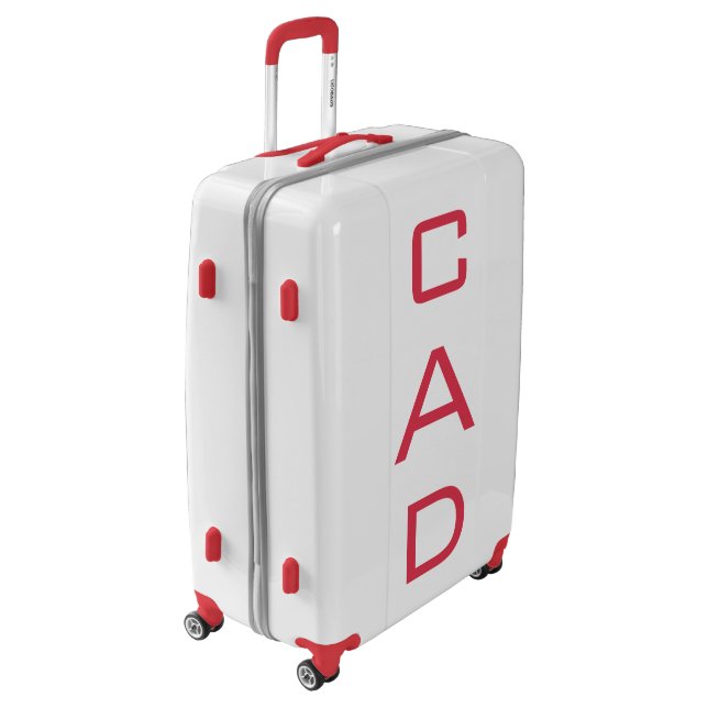 LARGE White + Red Personalized Monogram Luggage (Rotated Left)