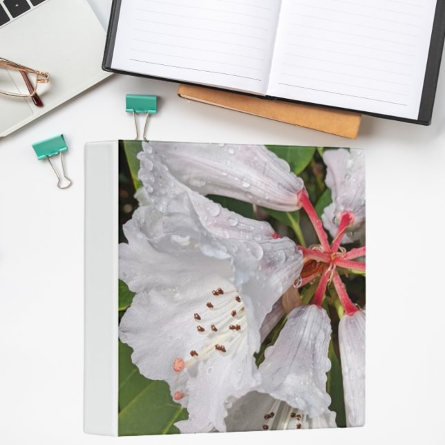 Large White Rhododendron Blooms Floral 3 Ring Binder (In Situ Office)