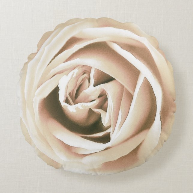 Large White Rose Print  Round Pillow (Front)