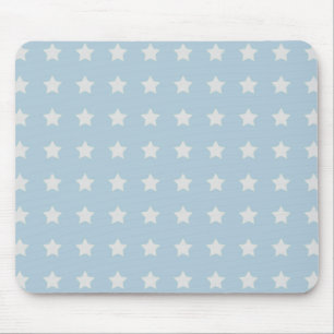 Large White Stars on Powder Blue Background Mouse Pad