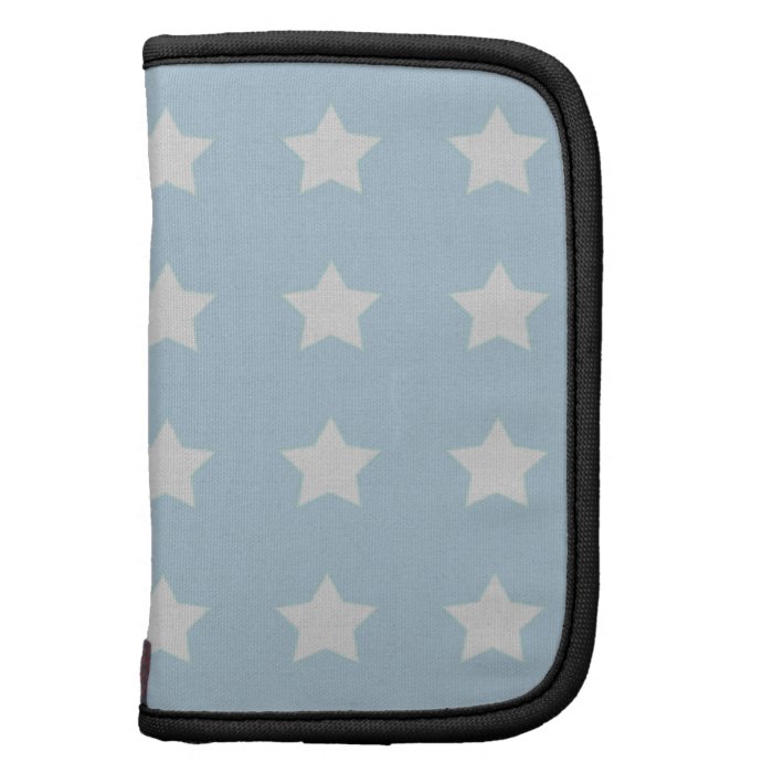 Large White Stars on Powder Blue Background Folio Planners