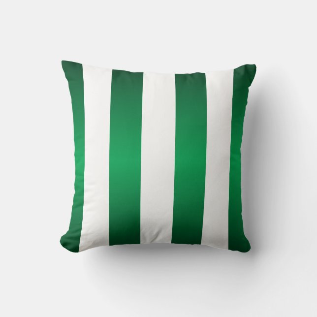 Large White Stripes and Emerald Green Throw Pillow (Front)