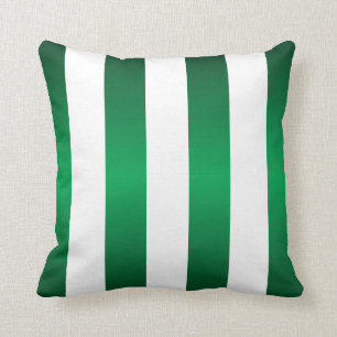Large White Stripes and Emerald Green Throw Pillow