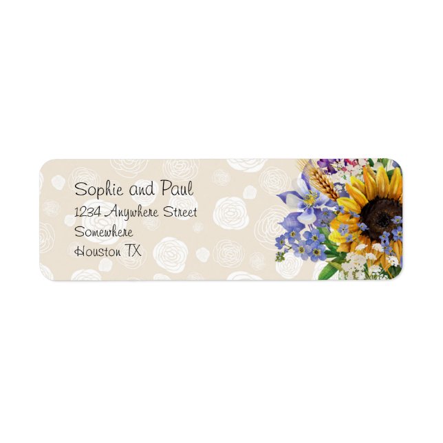 Large Wild Flower Wedding Return Address Label (Front)