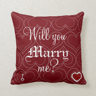 Large Will You Marry Me Pillow Heart and Key