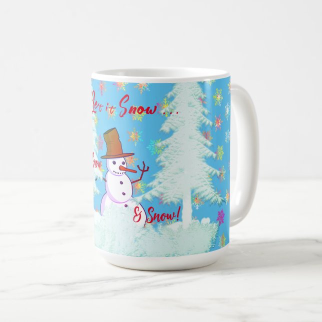 Large Winter Fun Snowman Hot Drink Latte Mug (Front Right)