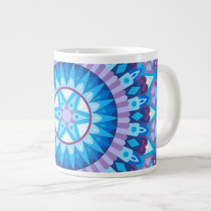 Large Winter Mandala Blue Snowflake Pattern Cozy Giant Coffee Mug