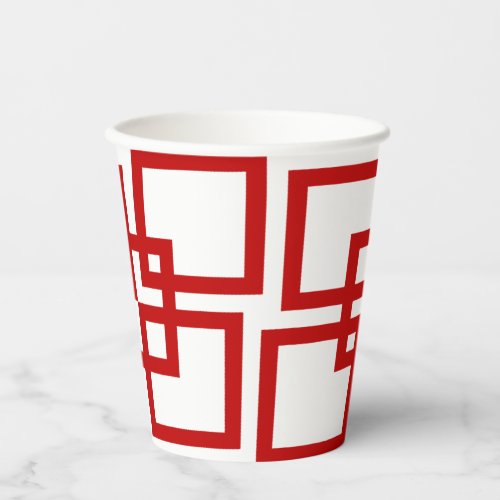 Large Wobble Lattice Red White Paper Cup