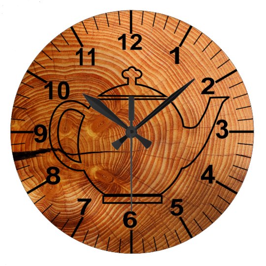Large Wood Effect Country Kitchen Wall Clock