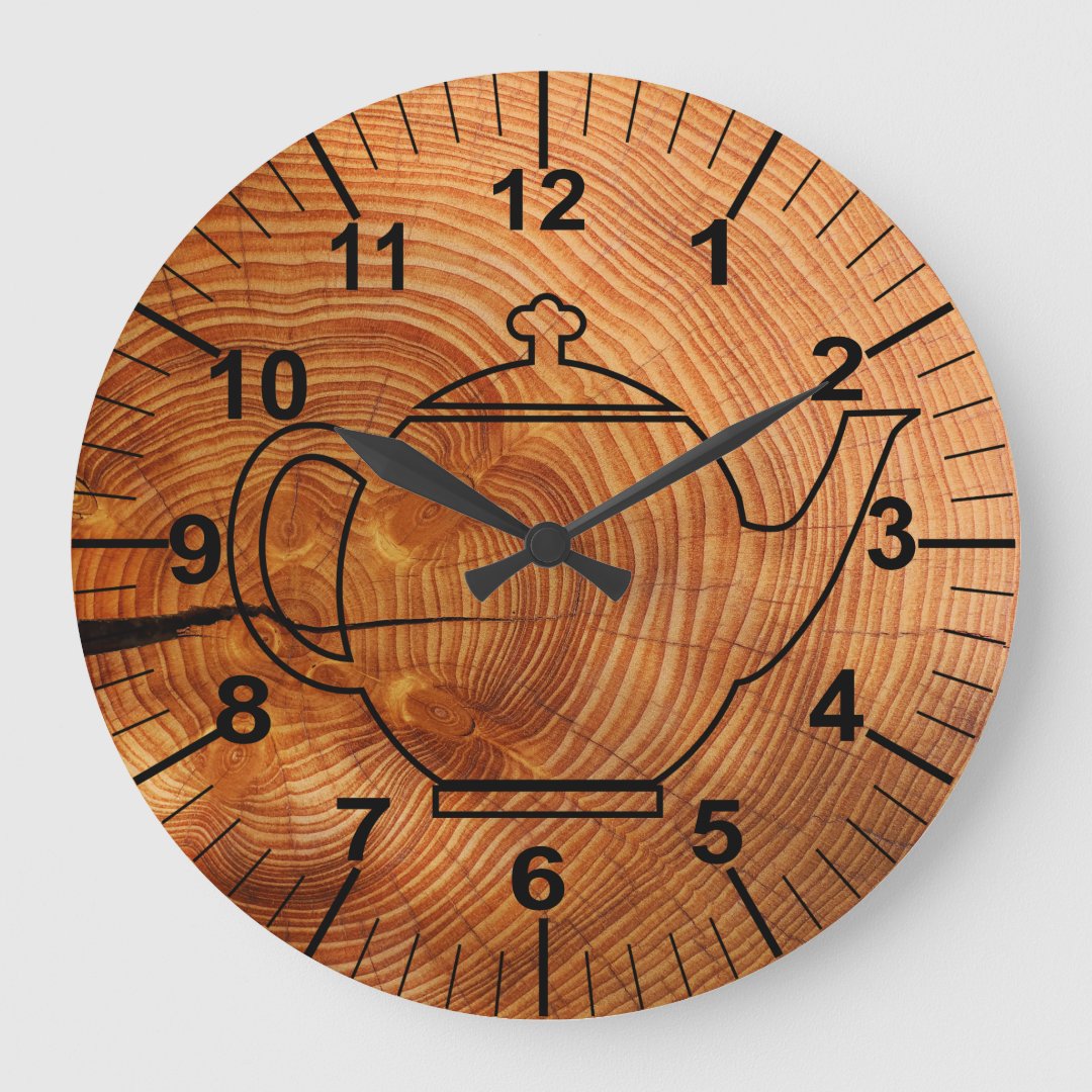 Large Wood Effect Country Kitchen Wall Clock Zazzle
