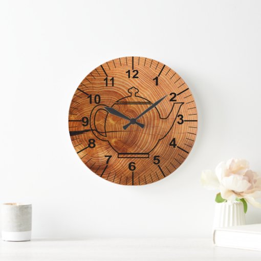 Large Wood Effect Country Kitchen Wall Clock Zazzle