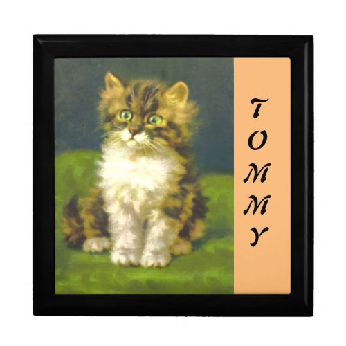Large Wooden Jewelry Box Adorable Kitty Painting