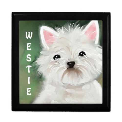 Large Wooden Jewelry Box Westie Dog Original