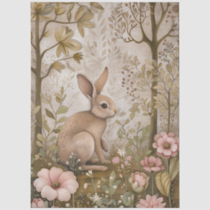 Large Woodland Forest Florals & Rabbit Decoupage  Tissue Paper