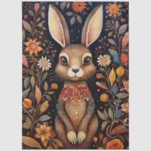 Large Woodland Forest Rabbit & Florals Decoupage Tissue Paper