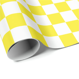 Large Yellow and White Checks Wrapping Paper
