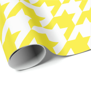 Large Yellow and White Houndstooth Wrapping Paper