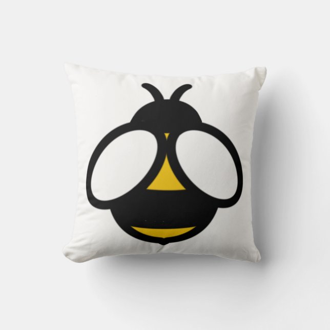 Large yellow black bumblebee  throw pillow (Front)