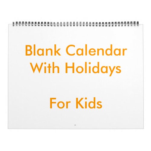 Large Yellow Blank Calendar With Holidays For Kids