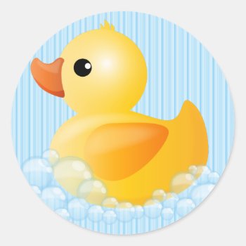 Large Yellow Duck Classic Round Sticker by MGraphics at Zazzle