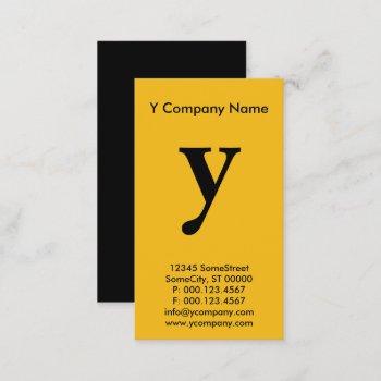 Large Yellow Monogram Business Card by identica at Zazzle