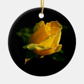 Large Yellow Rose Ceramic Ornament by LeFlange at Zazzle