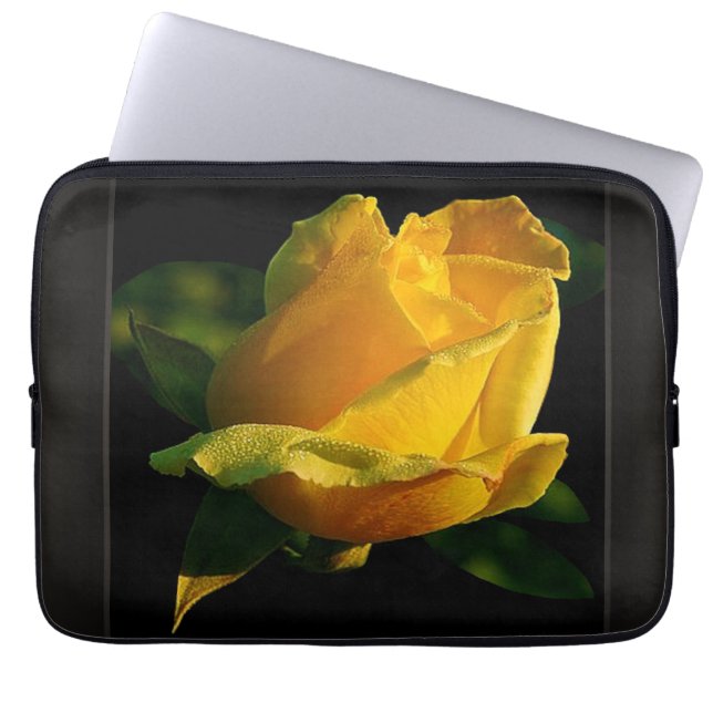 Large Yellow Rose Laptop Sleeve (Front)
