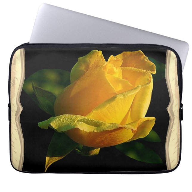 Large Yellow Rose Laptop Sleeve (Front)