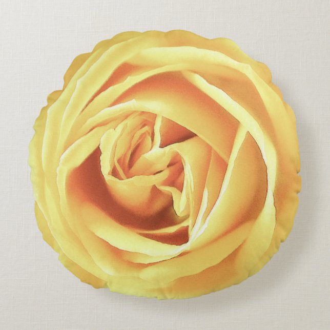 Large Yellow Rose Print  Round Pillow (Front)