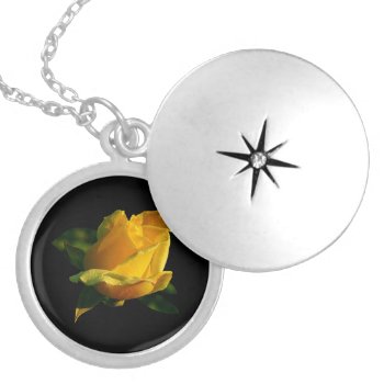Large Yellow Rose Silver Plated Necklace by LeFlange at Zazzle