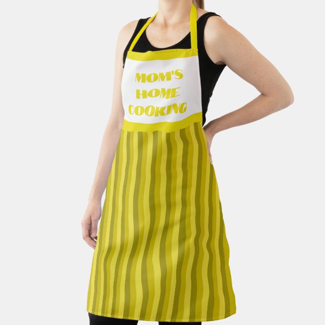 Large Yellow Striped Mom's Home Cooking Apron (Insitu)