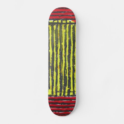 Large Yellow Sun Spot Red and Black Stripe Skateboard
