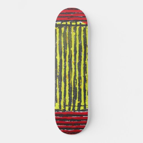 Large Yellow Sun Spot Red and Black Stripe Skateboard
