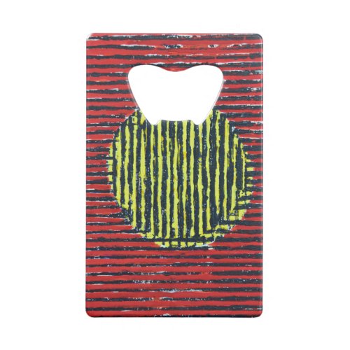 Large Yellow Sun Spot with red and black lines Credit Card Bottle Opener