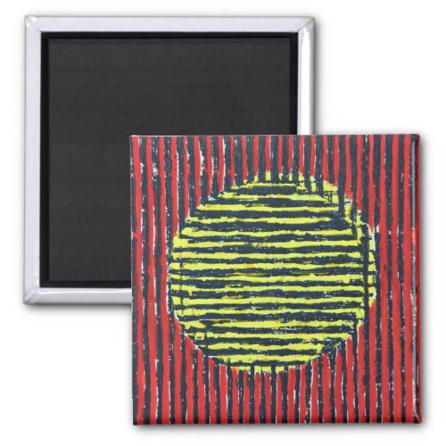 Large Yellow Sun Spot with red and black lines Magnet