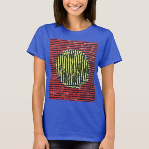 Large Yellow Sun Spot with red and black lines T_Shirt