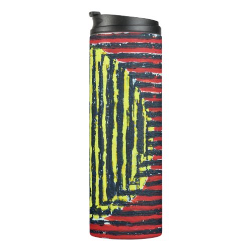 Large Yellow Sun Spot with red and black lines Thermal Tumbler