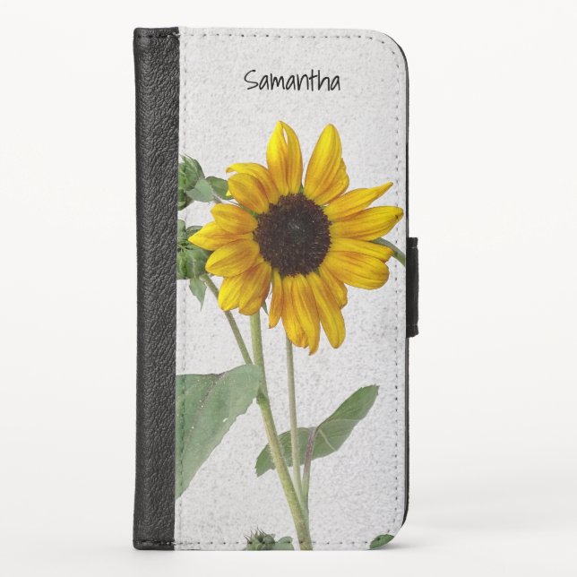 Large Yellow Sunflower Blossom iPhone Wallet Case (Front)