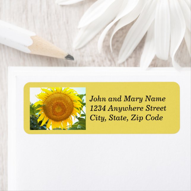 Large Yellow Sunflower Floral Address Label (Insitu)